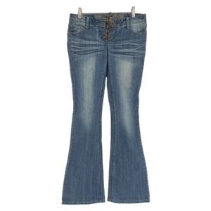 Vanilla Star Lace Front Jeans Size 7 Medium Blue Flare Festival Ready